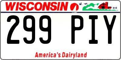WI license plate 299PIY