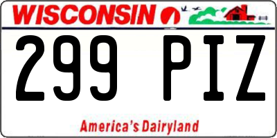 WI license plate 299PIZ