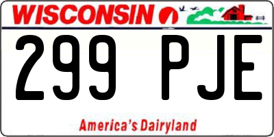 WI license plate 299PJE