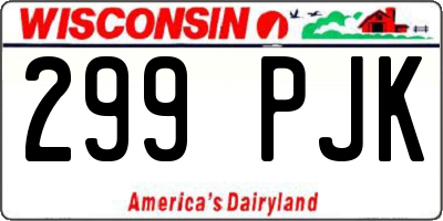 WI license plate 299PJK