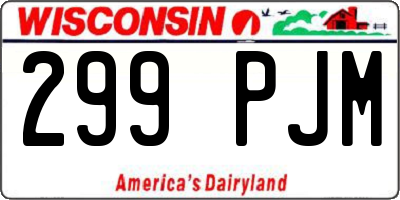 WI license plate 299PJM