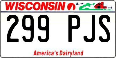 WI license plate 299PJS