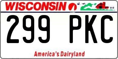 WI license plate 299PKC