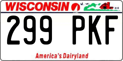 WI license plate 299PKF