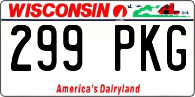 WI license plate 299PKG