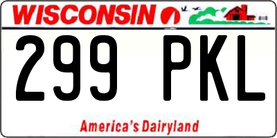 WI license plate 299PKL