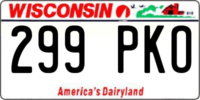 WI license plate 299PKO