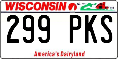 WI license plate 299PKS