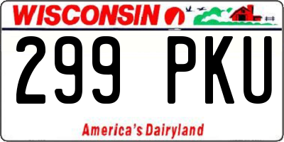 WI license plate 299PKU