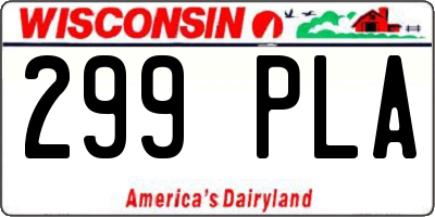 WI license plate 299PLA