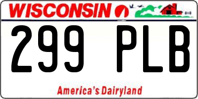 WI license plate 299PLB