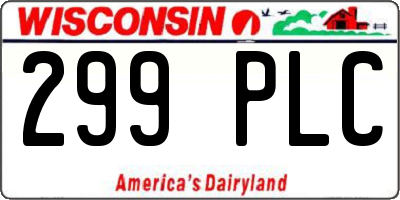 WI license plate 299PLC