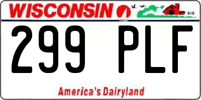 WI license plate 299PLF