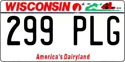 WI license plate 299PLG