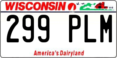 WI license plate 299PLM