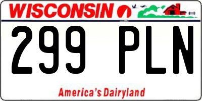 WI license plate 299PLN