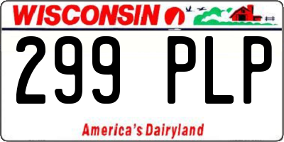 WI license plate 299PLP