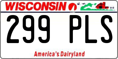WI license plate 299PLS