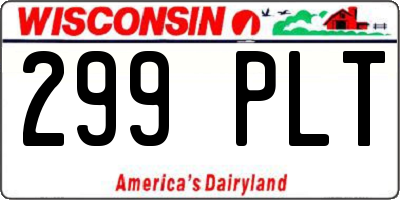 WI license plate 299PLT