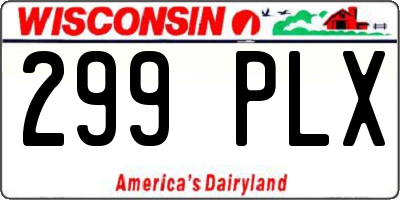 WI license plate 299PLX