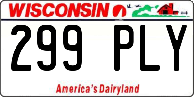 WI license plate 299PLY