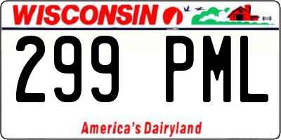 WI license plate 299PML