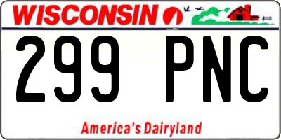 WI license plate 299PNC