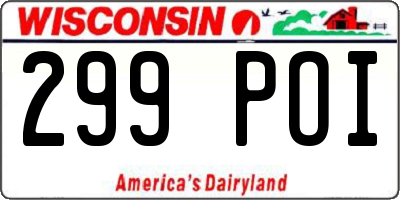 WI license plate 299POI