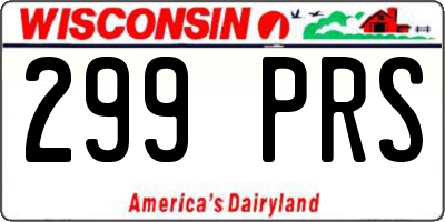 WI license plate 299PRS