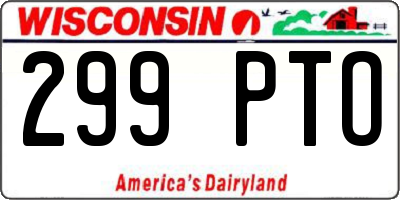 WI license plate 299PTO