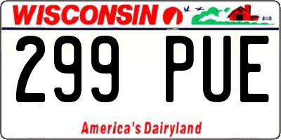 WI license plate 299PUE