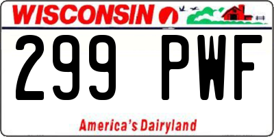 WI license plate 299PWF