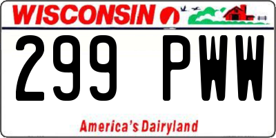 WI license plate 299PWW