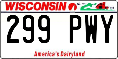 WI license plate 299PWY