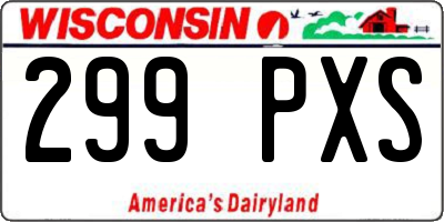 WI license plate 299PXS