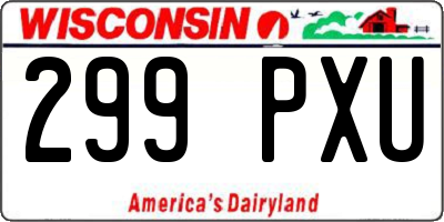 WI license plate 299PXU