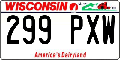 WI license plate 299PXW
