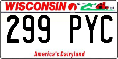 WI license plate 299PYC