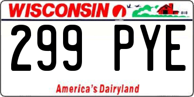 WI license plate 299PYE