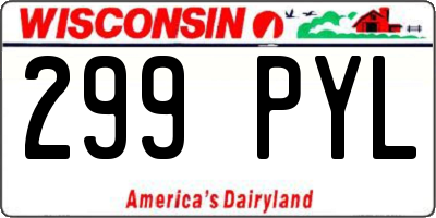 WI license plate 299PYL