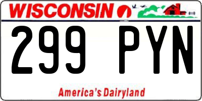 WI license plate 299PYN