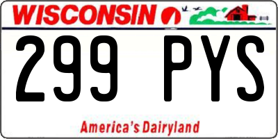 WI license plate 299PYS
