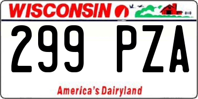 WI license plate 299PZA