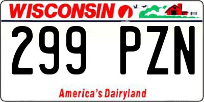 WI license plate 299PZN