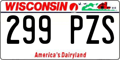 WI license plate 299PZS