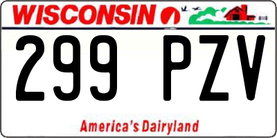 WI license plate 299PZV