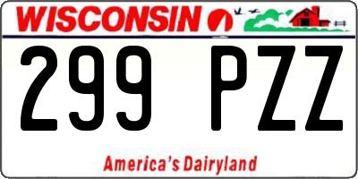 WI license plate 299PZZ