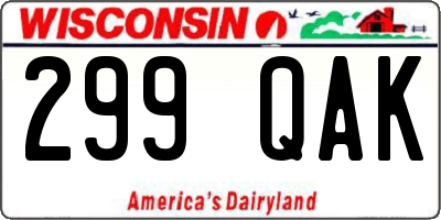 WI license plate 299QAK