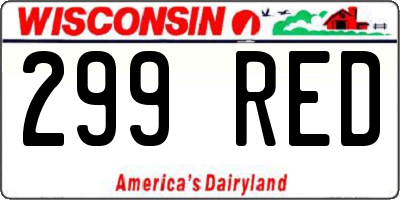 WI license plate 299RED