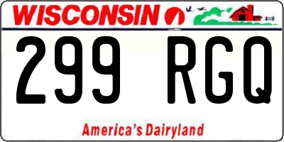 WI license plate 299RGQ